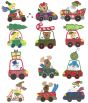 Christmas on Wheels Applique Machine Embroidery Designs by JuJu 