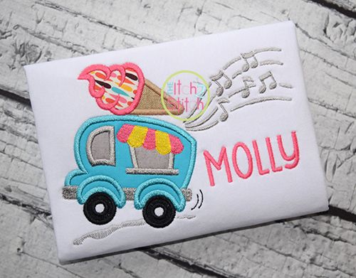 Ice Cream Truck Applique | Machine Embroidery Designs by JuJu