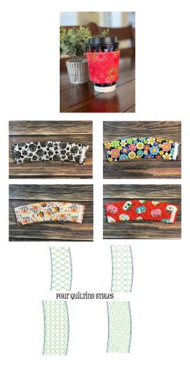 In The Hoop Coffee Cup Sleeve Hook and Loop Closure | Machine Embroidery Designs by JuJu