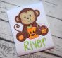 Sitting Halloween Monkey Applique | Machine Embroidery Designs by JuJu