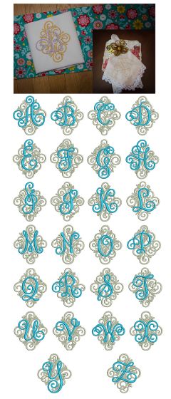 Adorn Ornamental Monogram Alphabet Embroidery Designs by JuJu