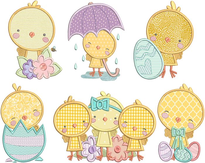 Easter Chicks Applique | Machine Embroidery Designs by JuJu
