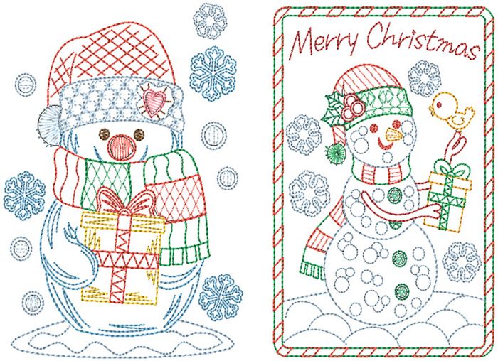 Christmas Greeting Cards Set 4 Digital Embroidery Designs by JuJu