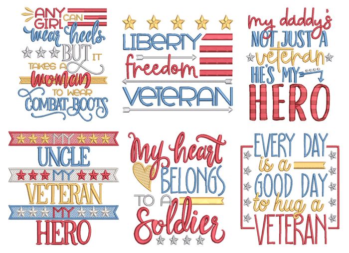 Military Veteran Word Art Machine Embroidery Designs by JuJu
