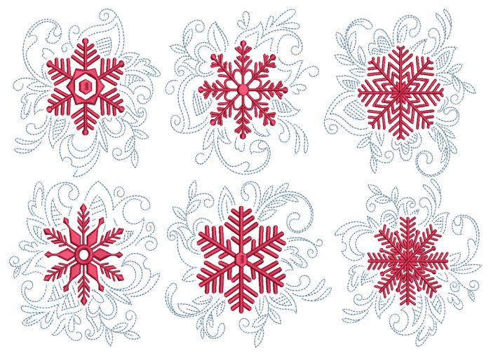 Snowflake Motifs Machine Embroidery Designs by JuJu