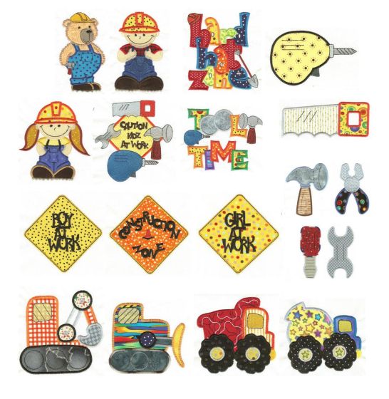 Under Construction Applique Machine Embroidery Designs by JuJu 