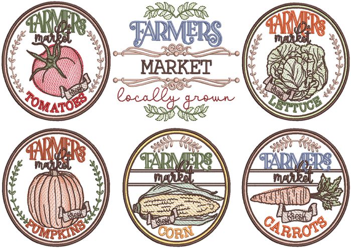 Farmers Market 2 | Machine Embroidery Designs by JuJu