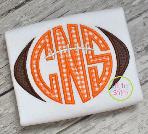 Football Monogram Frame Applique | Machine Embroidery Designs by JuJu
