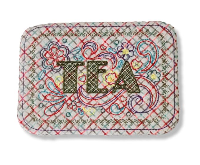 ITH Tea Doodle Mug Rug | Machine Embroidery Designs by JuJu