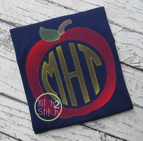 Sketch Apple Frame | Machine Embroidery Designs by JuJu