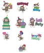 Happy Birthday Sock Monkeys Applique machine embroidery Designs by JuJu