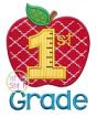 Apple School 1st Grade Number Applique | Machine Embroidery Designs by JuJu