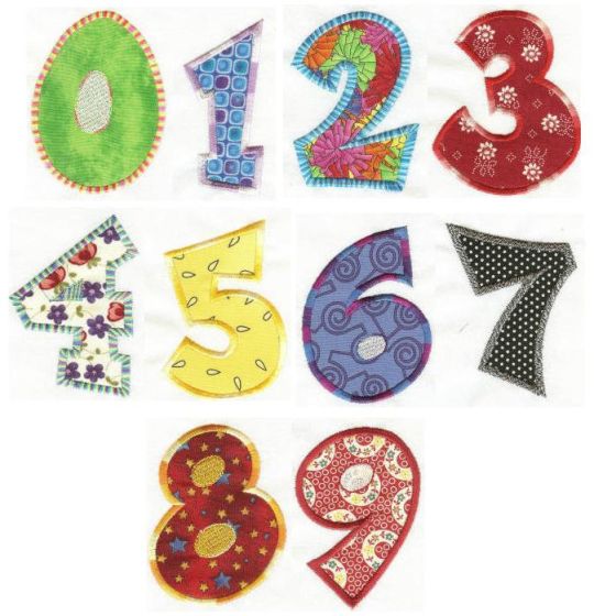 Fun Applique Numbers Machine Embroidery Designs by JuJu 