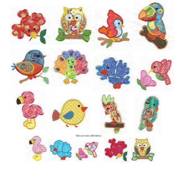 Birds of a Feather Applique Machine Embroidery Designs by JuJu 