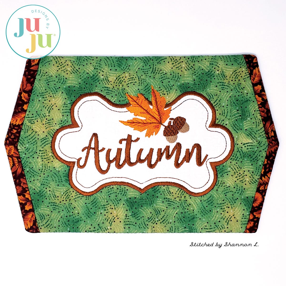 In The Hoop Autumn Mini Placemat Project by Oma's Place | Machine Embroidery Designs by JuJu