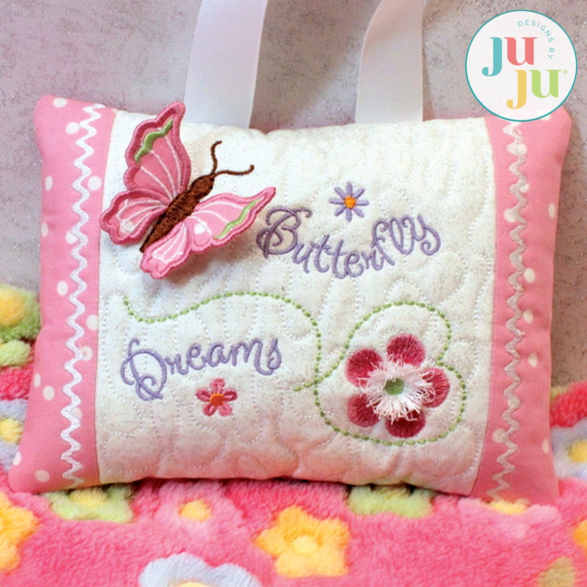 In The Hoop Butterfly Dreams Pillow Project by Oma's Place | Machine Embroidery Designs by JuJu