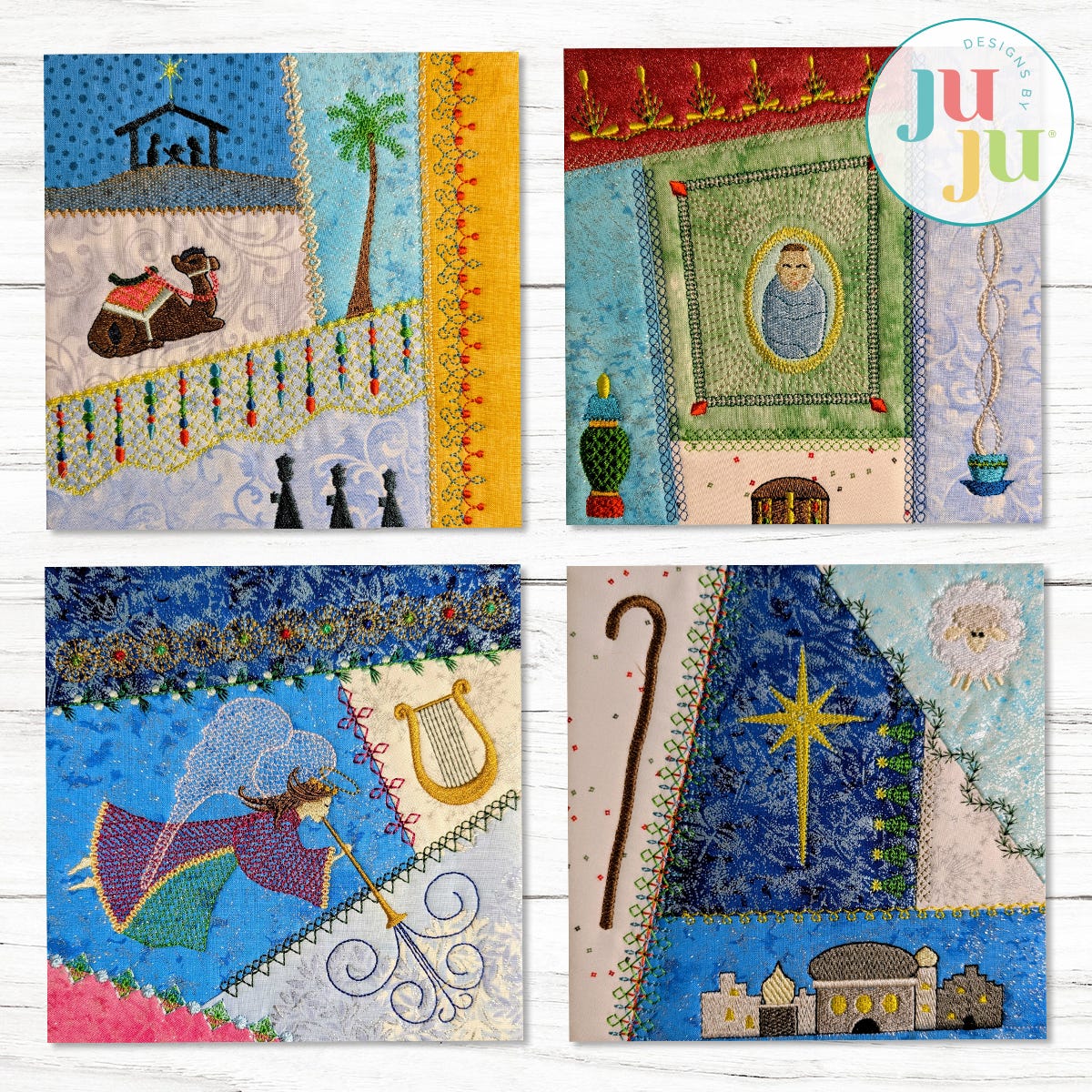 In The Hoop Christmas Crazy Patch Blocks Project Series 1 Set 2 | Machine Embroidery Designs by JuJu