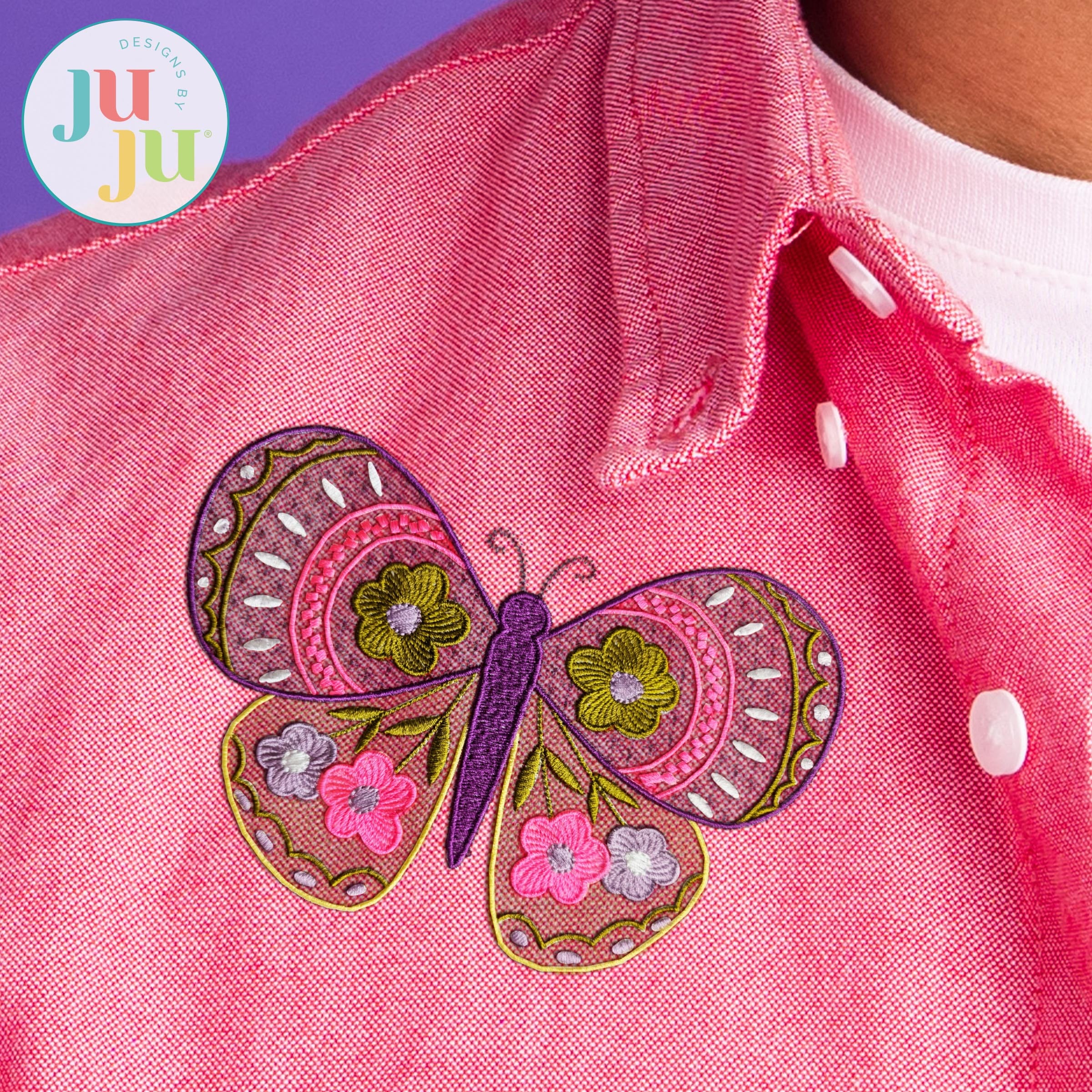 Whimsical Butterfly 4 Embroidery Design | Machine Embroidery Designs by JuJu