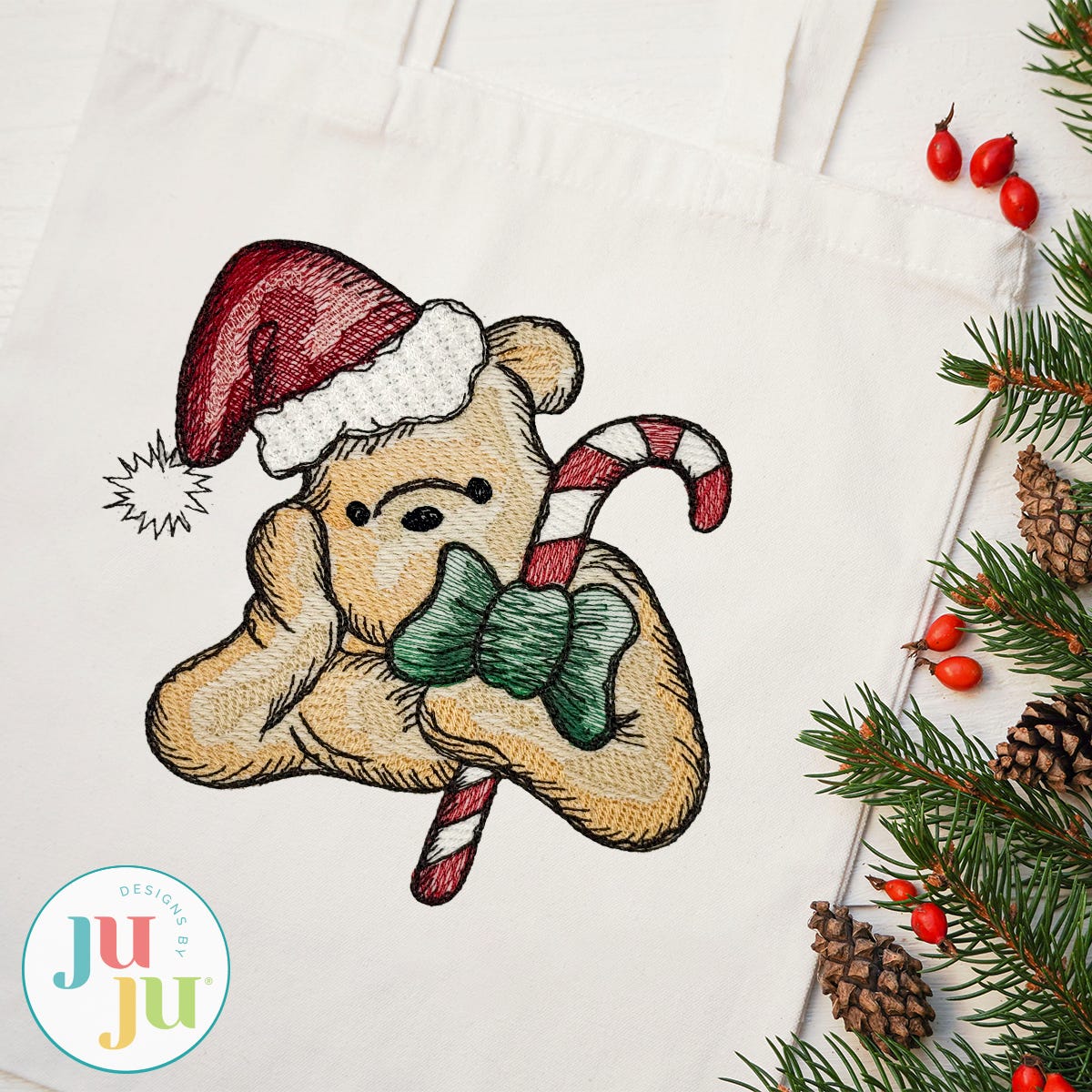 Winnie-the-Pooh Christmas Embroidery Set 1 | Machine Embroidery Designs by JuJu
