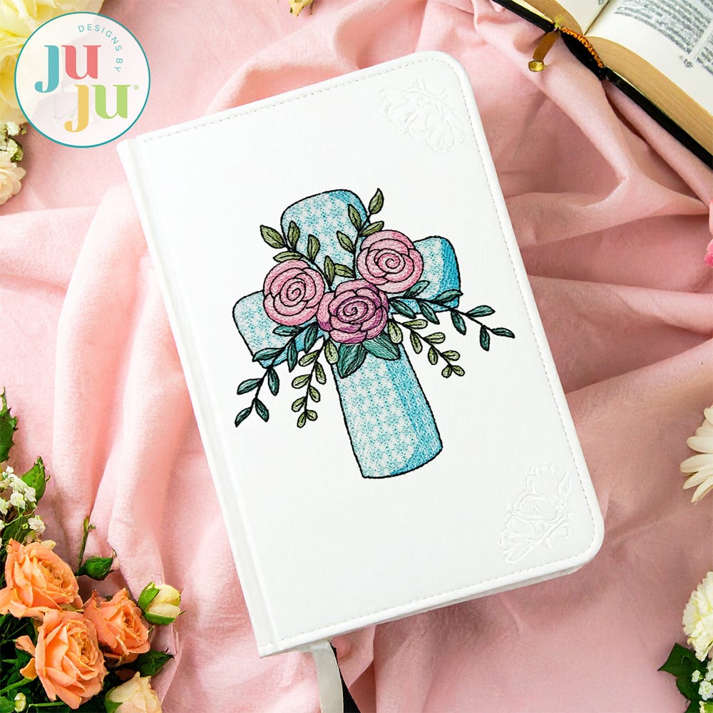 Floral Cross 1 Embroidery Design | Machine Embroidery Designs by JuJu