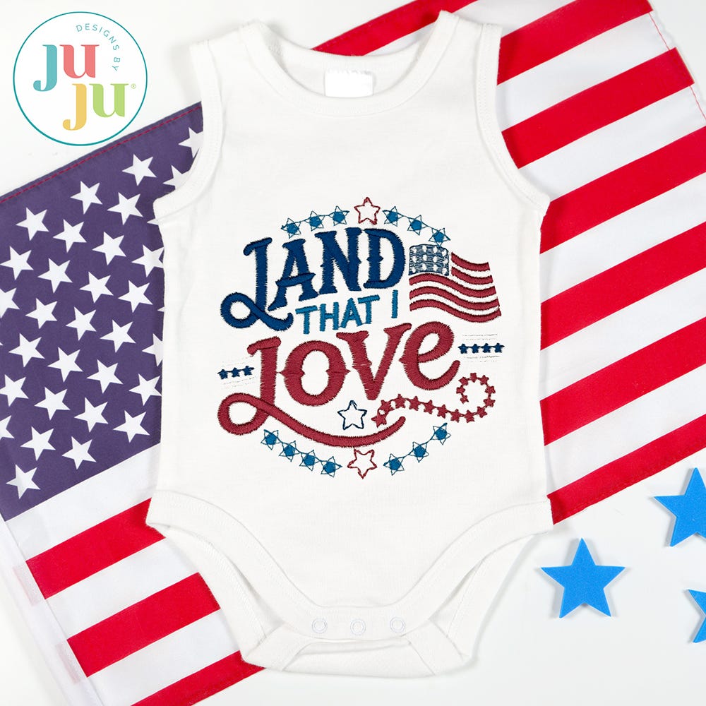 Land That I Love Word Art Embroidery Design | Machine Embroidery Designs by JuJu