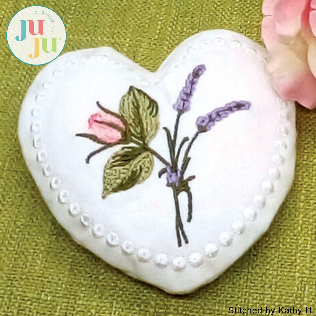 In The Hoop Lavender Heart Sachet Project by Oma's Place | Machine Embroidery Designs by JuJu