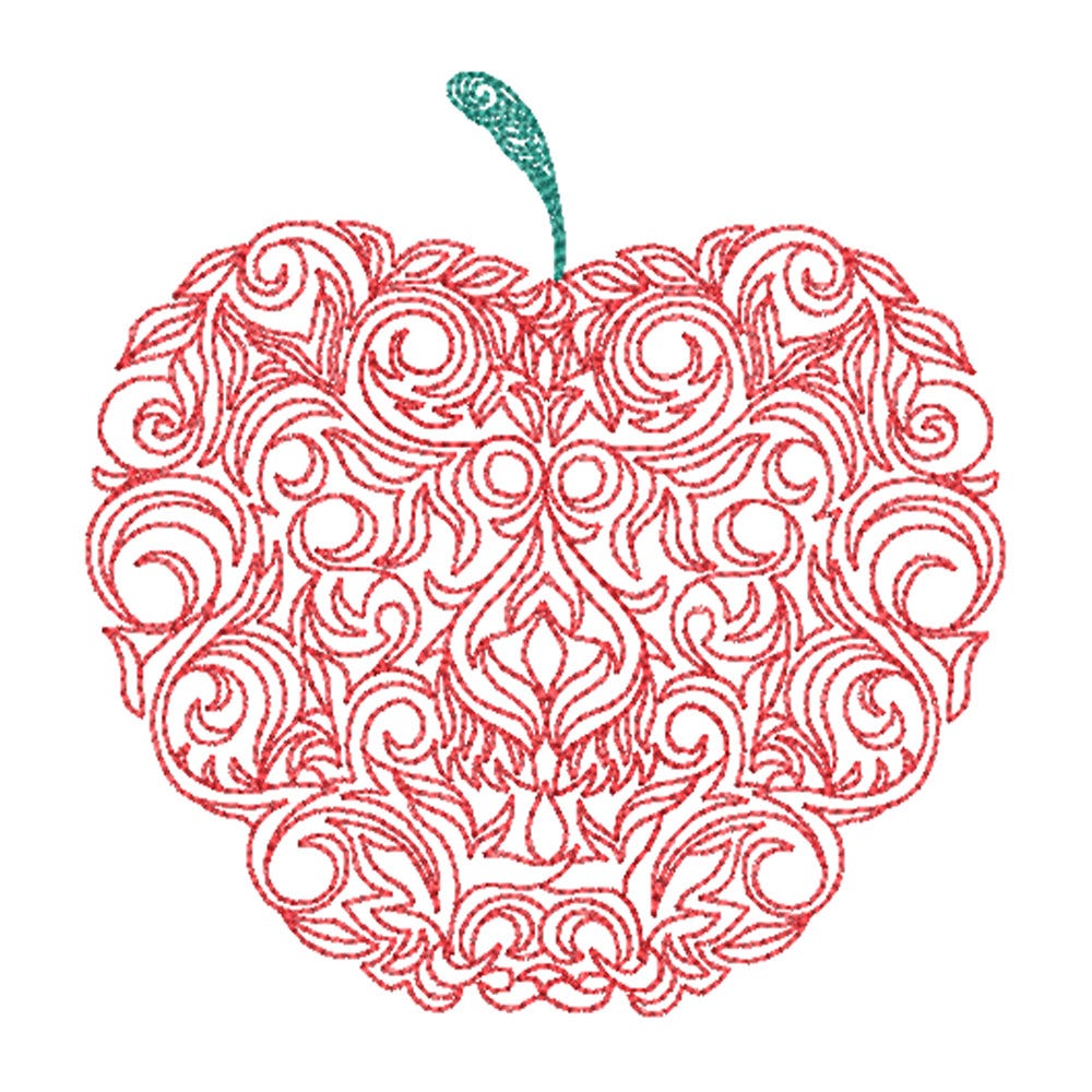 FREE Swirly Apple Embroidery Design | Machine Embroidery Designs by JuJu