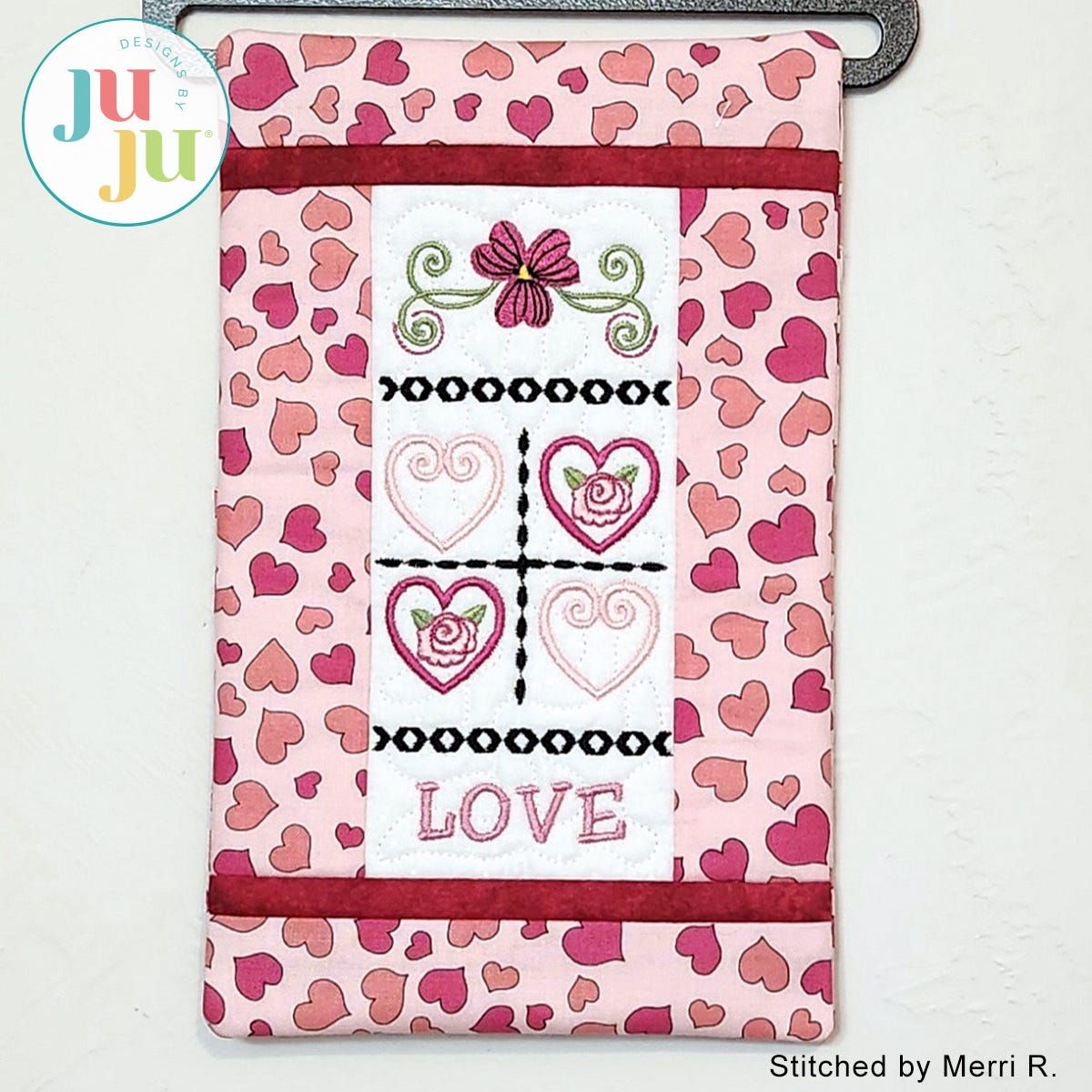 Love Flower Mini Quilt by Oma's Place | Machine Embroidery Designs by JuJu