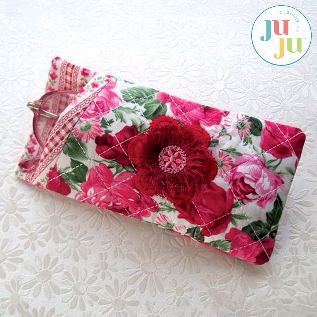 Floral Eye Glasses Cases by Oma's Place | Machine Embroidery Designs by JuJu