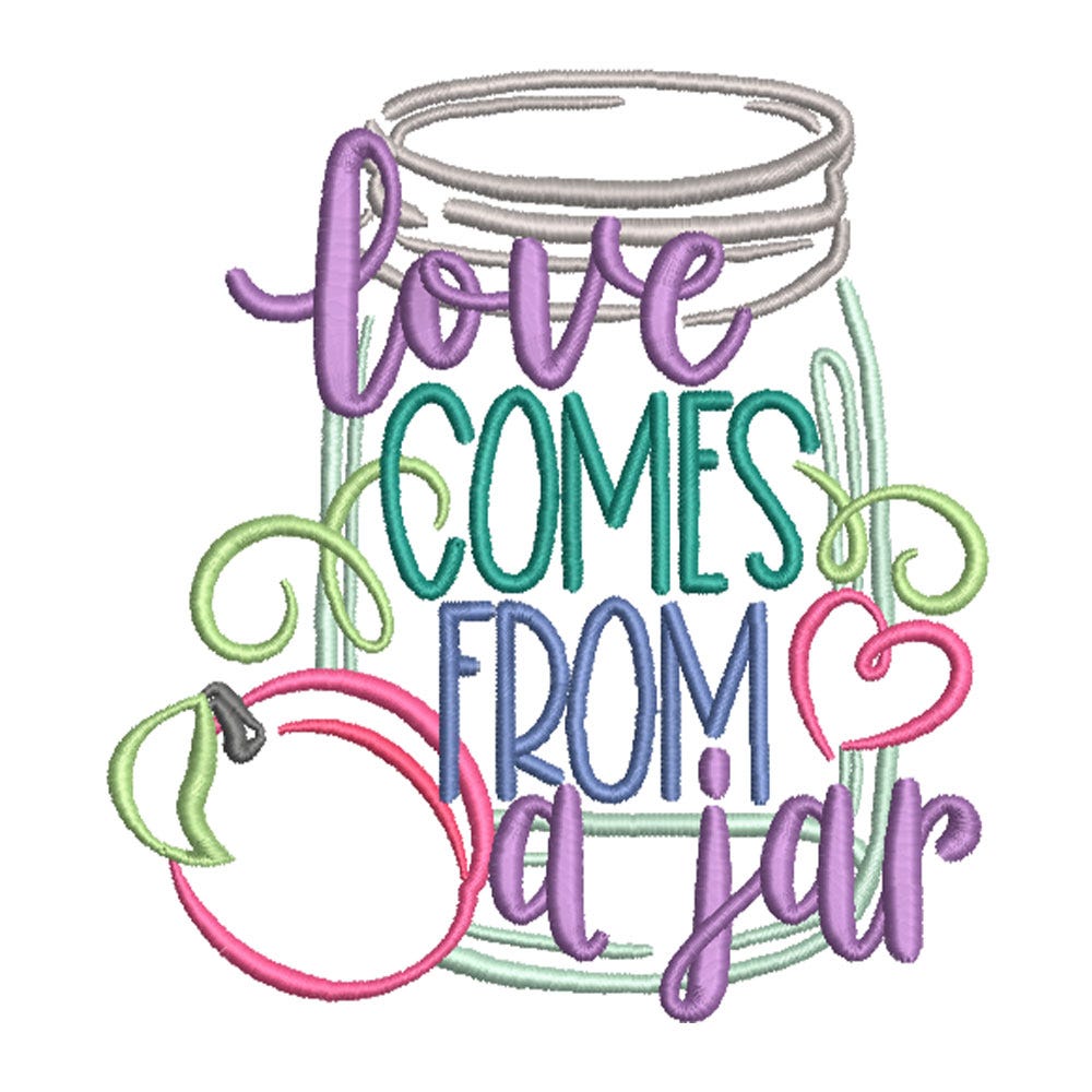 FREE Love Comes in a Jar Embroidery Design | Machine Embroidery Designs by JuJu