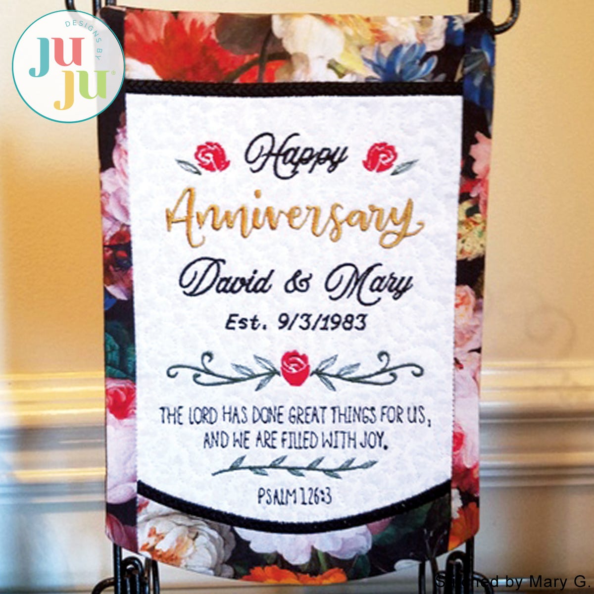 In The Hoop Anniversary Banner Project by Oma's Place | Machine Embroidery Designs by JuJu