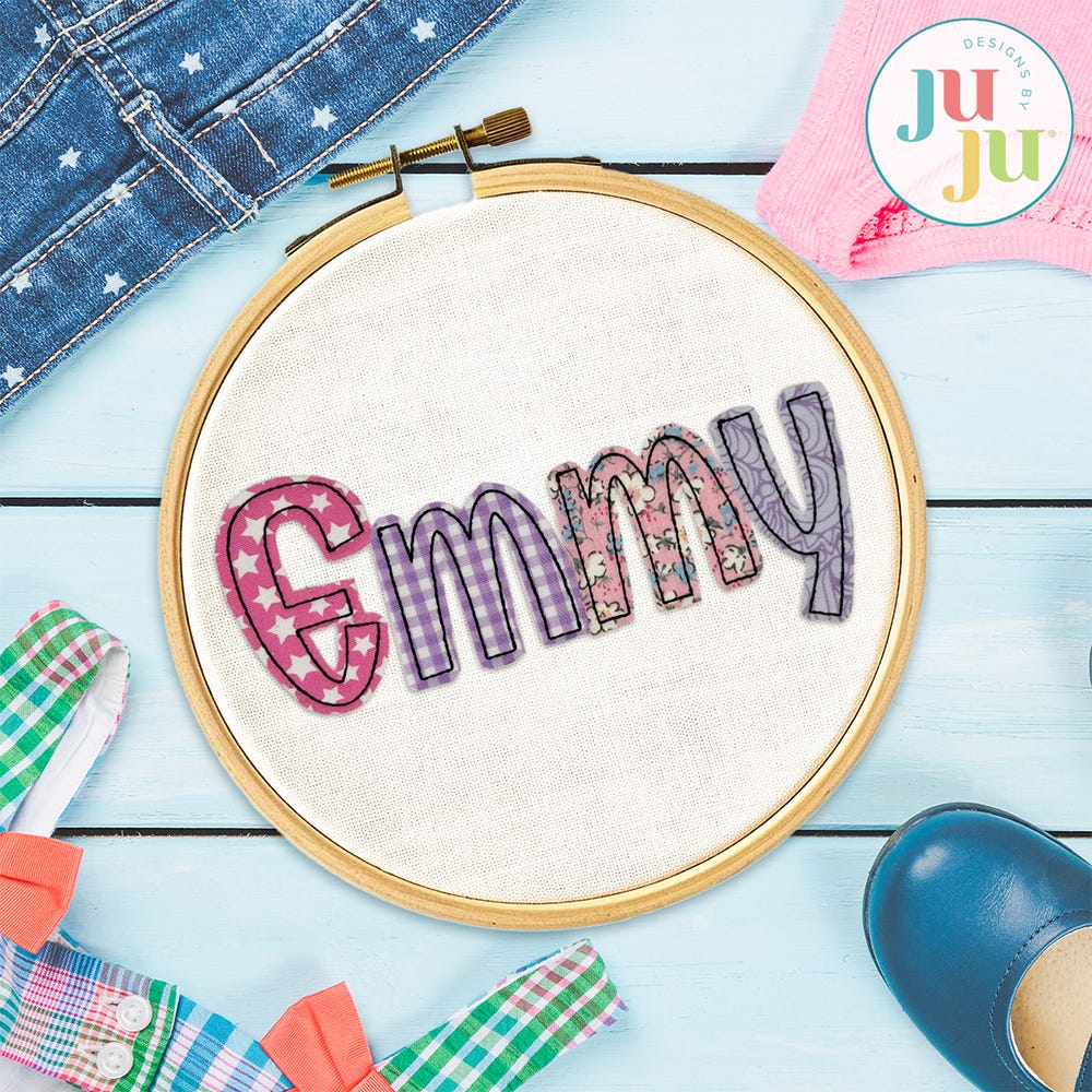 Emmy Doodle Bean Stitch Applique Alphabet Embroidery Font | Machine Embroidery Designs by JuJu