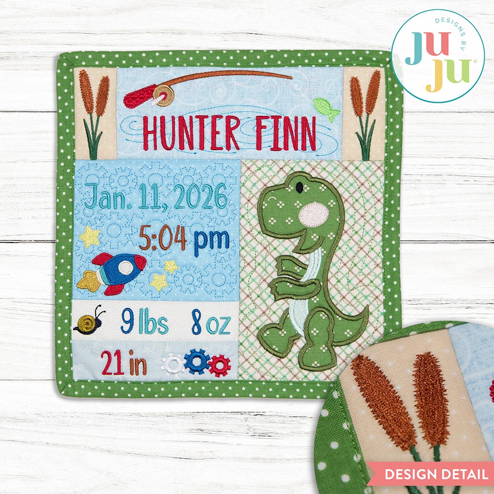 In The Hoop Snips and Snails Birth Announcement Project | Machine Embroidery Designs by JuJu