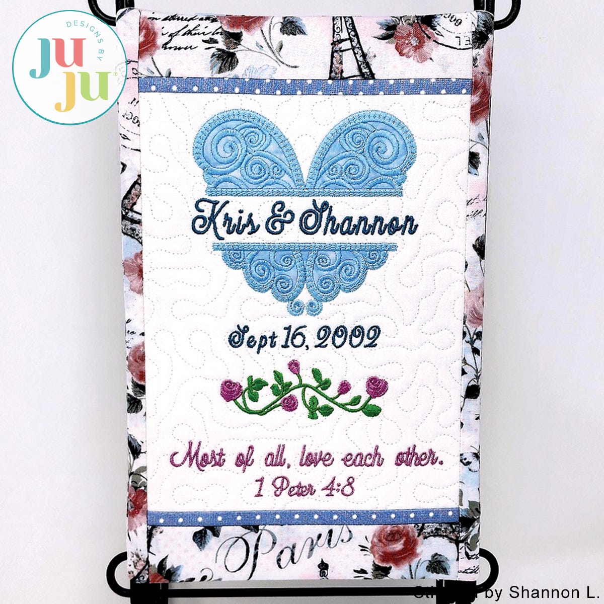 In The Hoop Wedding Mini Quilt Project by Oma's Place | Machine Embroidery Designs by JuJu