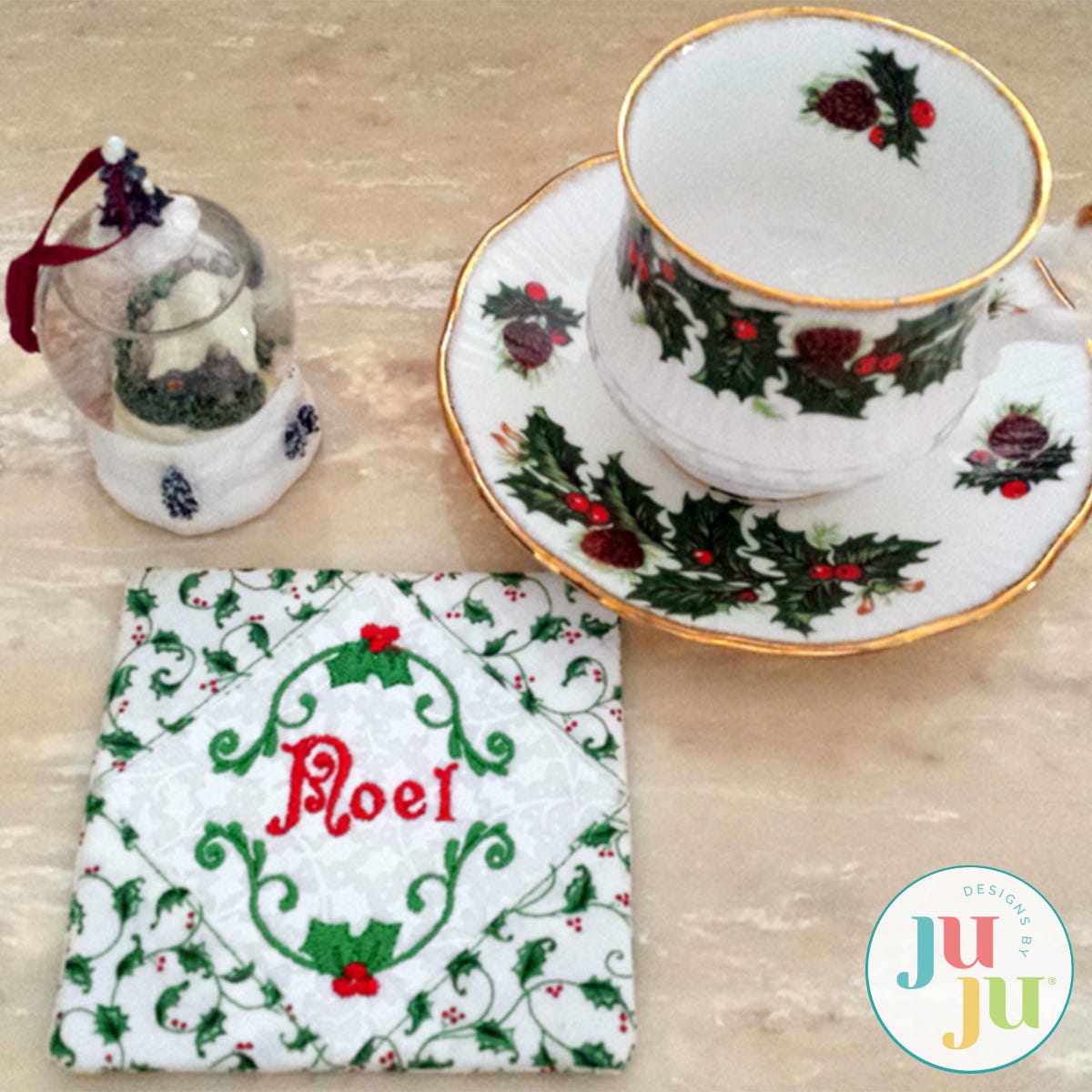 FREE Noel Coaster by Oma's Place | Machine Embroidery Designs by JuJu