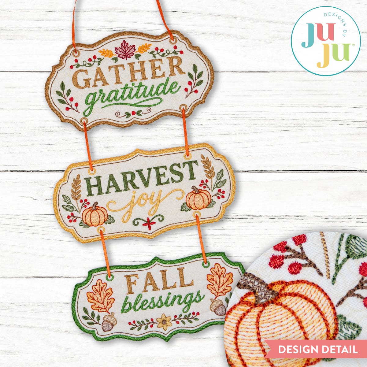 In The Hoop Autumn Sign Project | Machine Embroidery Designs by JuJu