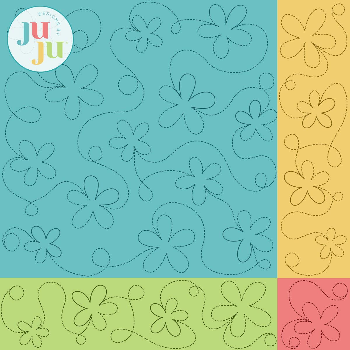 Groovy Flowers Quilting Backdrops Design | Machine Embroidery Designs by JuJu