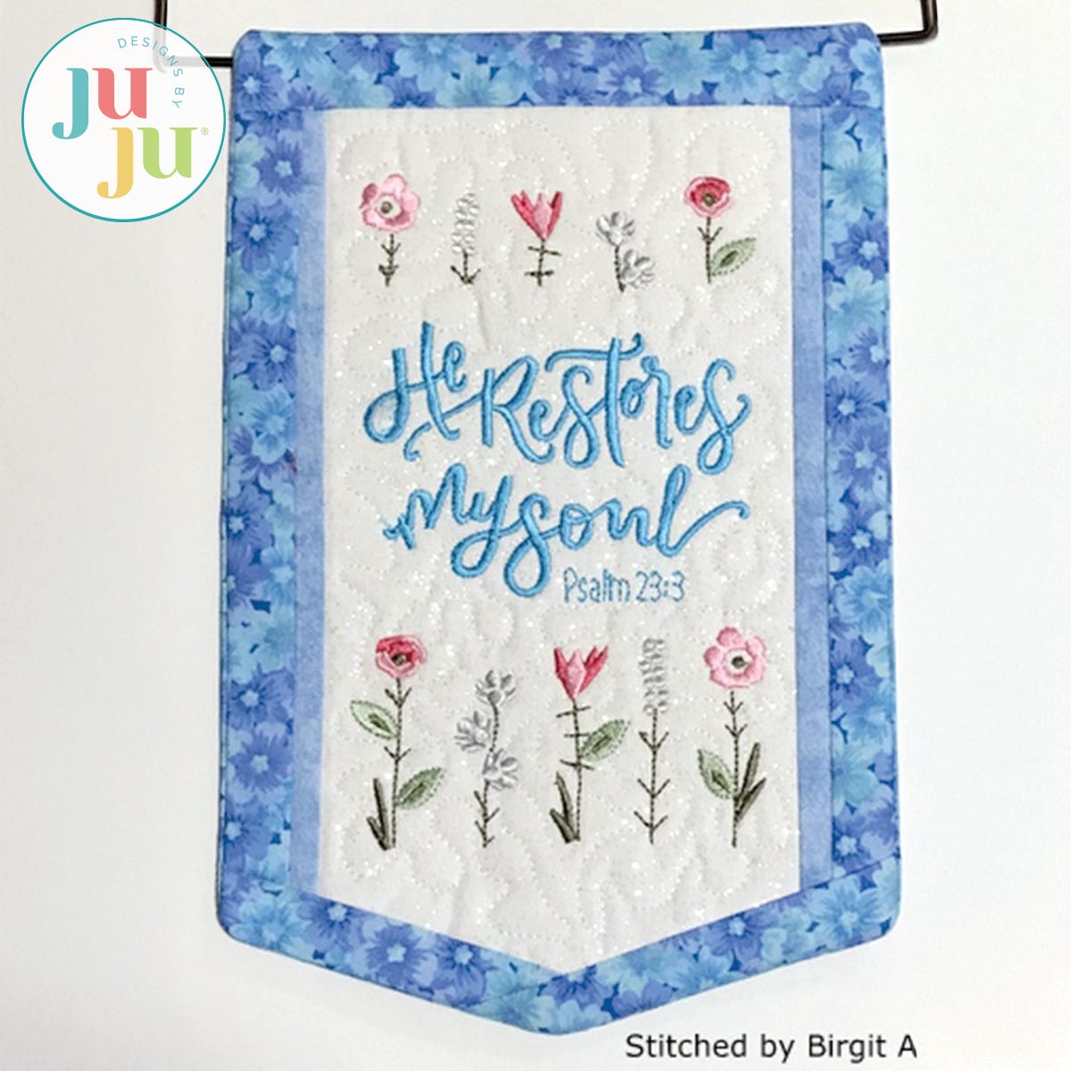 He Restores Banner by Oma's Place | Machine Embroidery Designs by JuJu