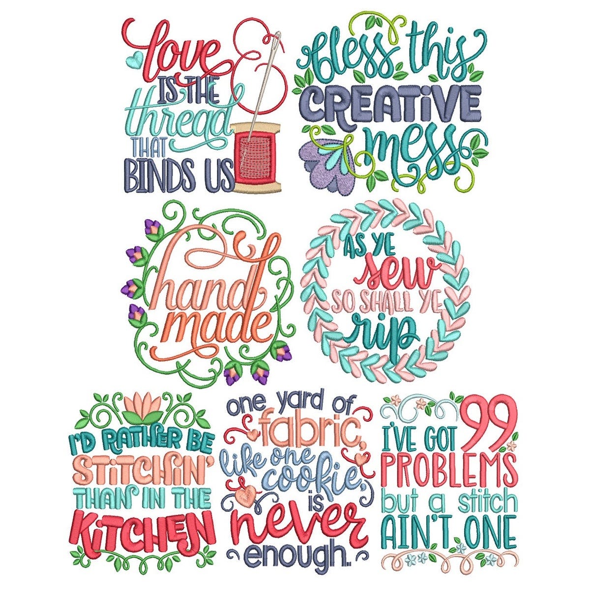 Sewing Word Art Embroidery Designs Bundle