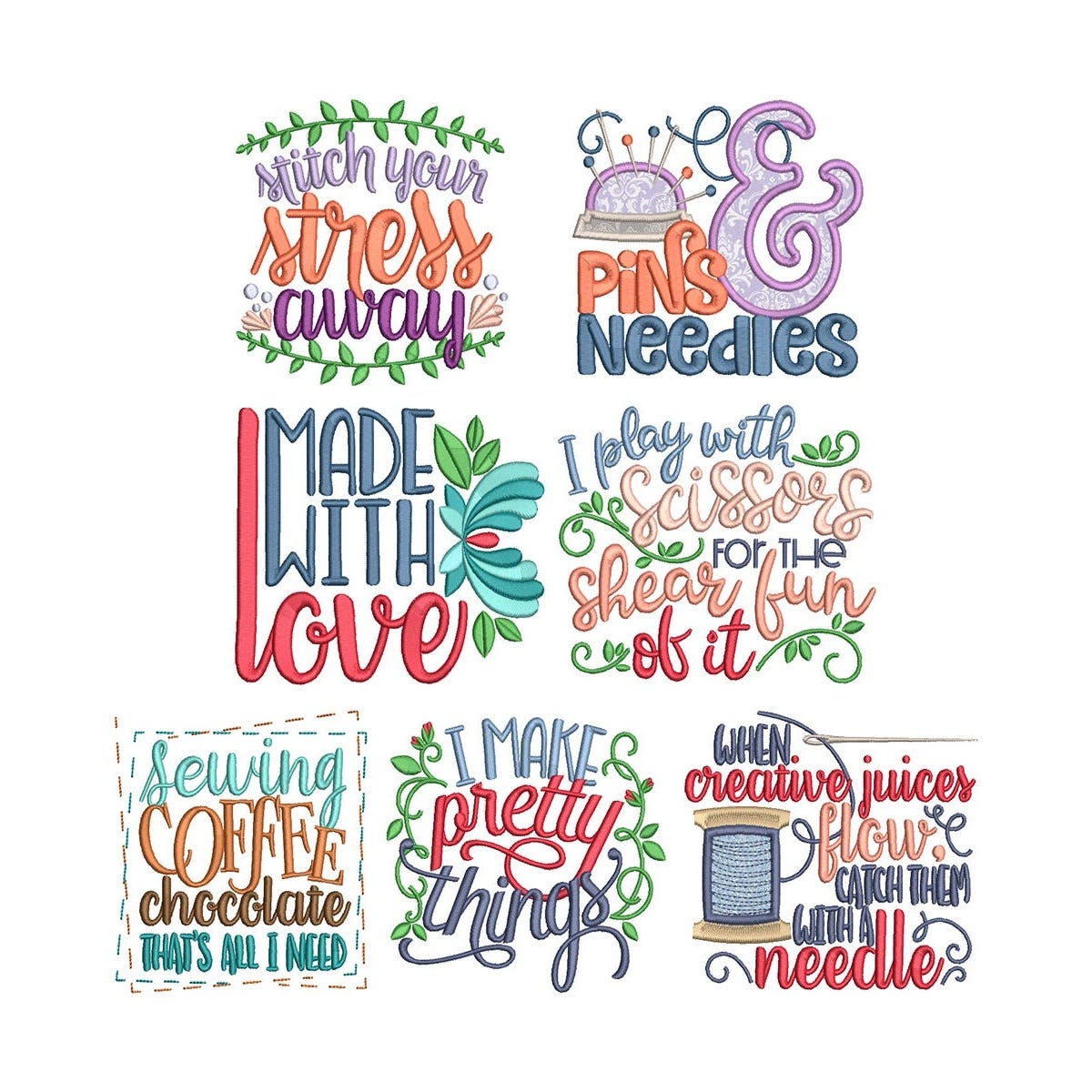 Sewing Word Art Embroidery Designs Bundle