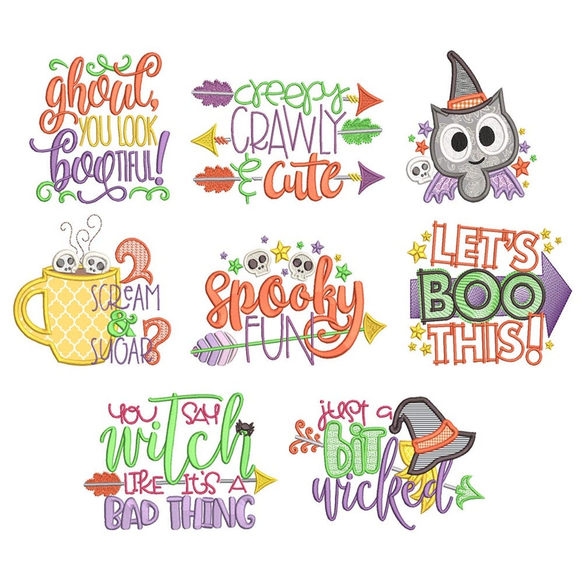 Halloween Word Art Embroidery Designs Mega Bundle