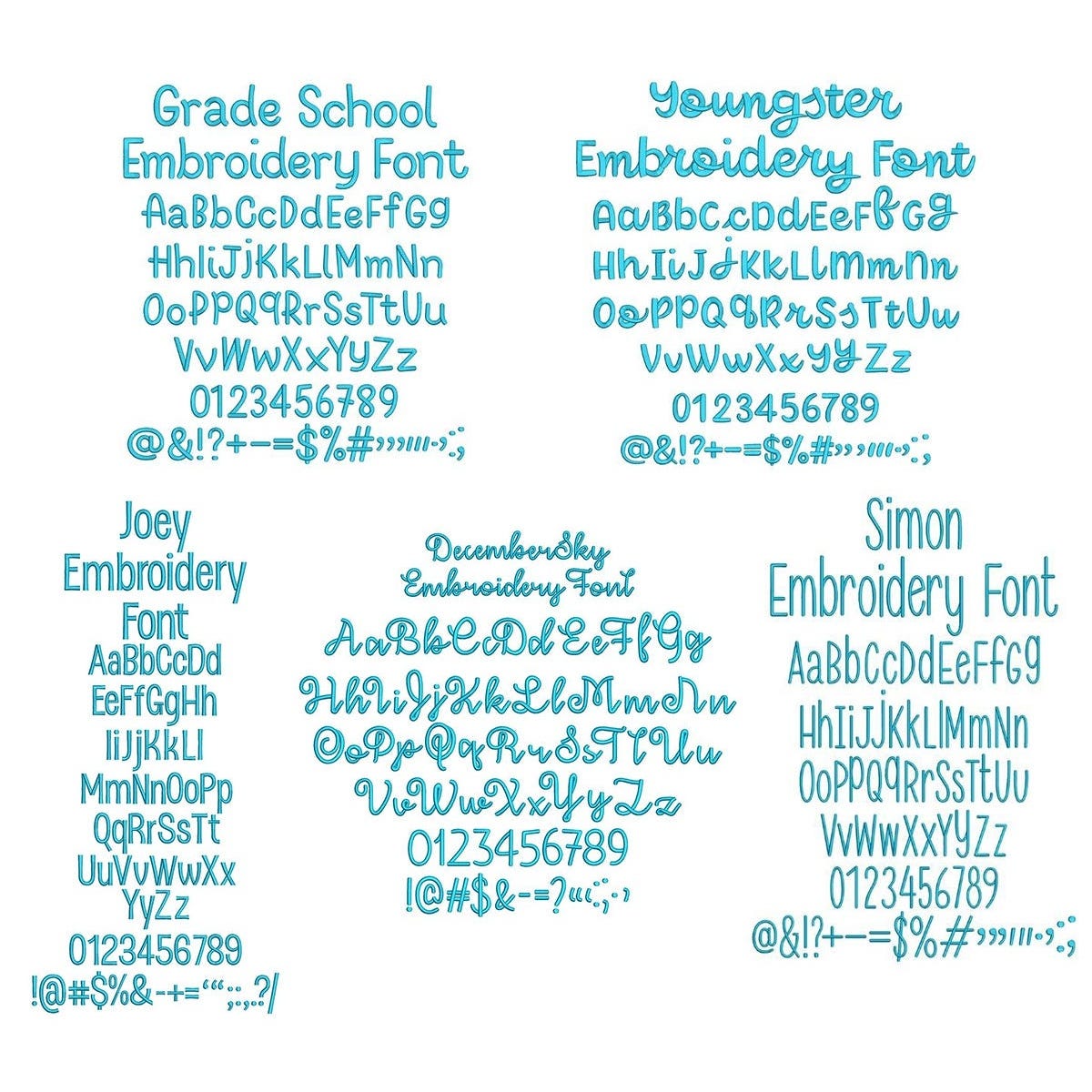Quarter Inch Embroidery Font 1 Bundle