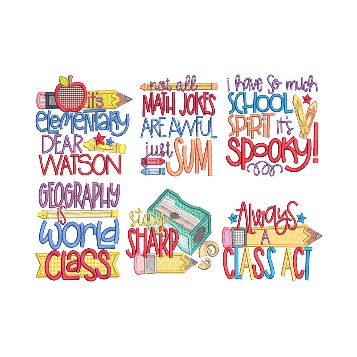 Back to School Embroidery Designs Bundle