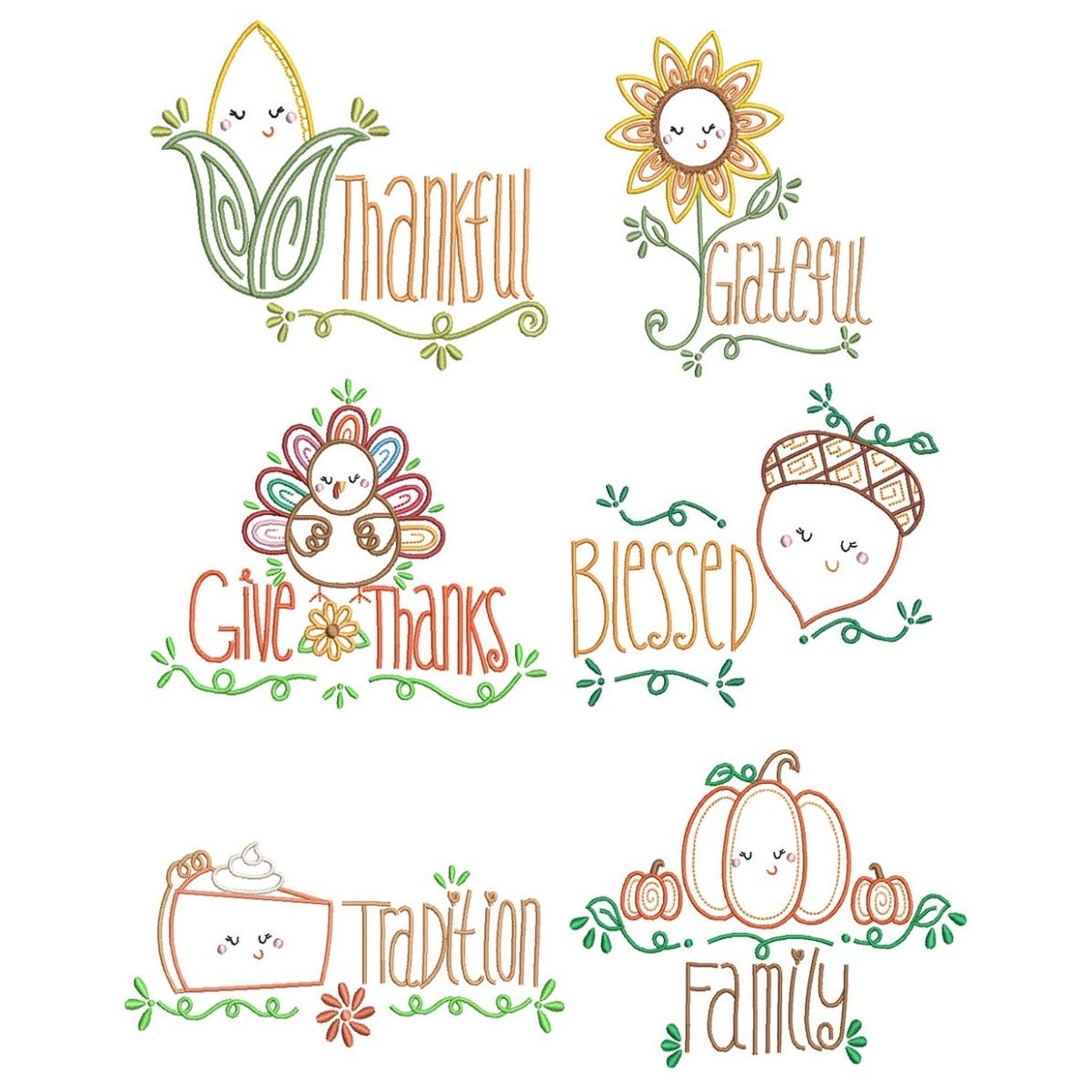 Thanksgiving Favorites Embroidery Designs Bundle