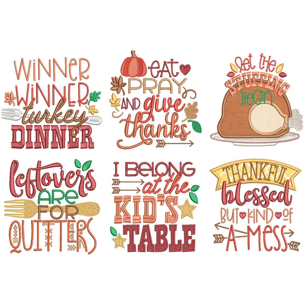 Thanksgiving Favorites Embroidery Designs Bundle