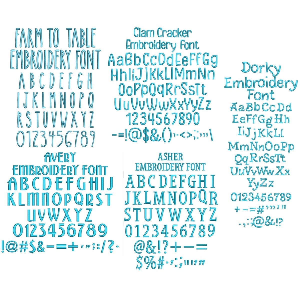 Quarter Inch Embroidery Font 1 Bundle
