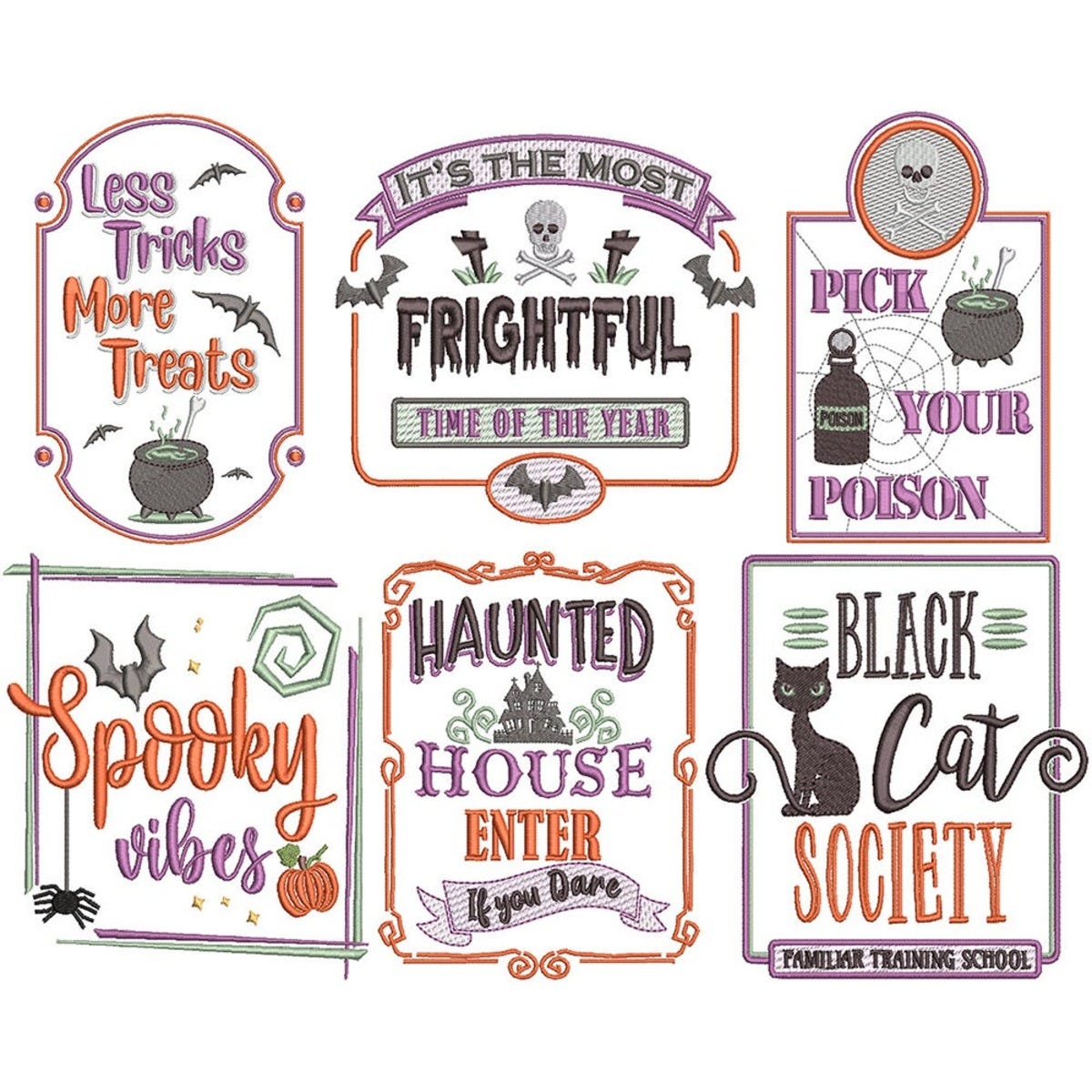 Halloween Word Art Embroidery Designs Mega Bundle