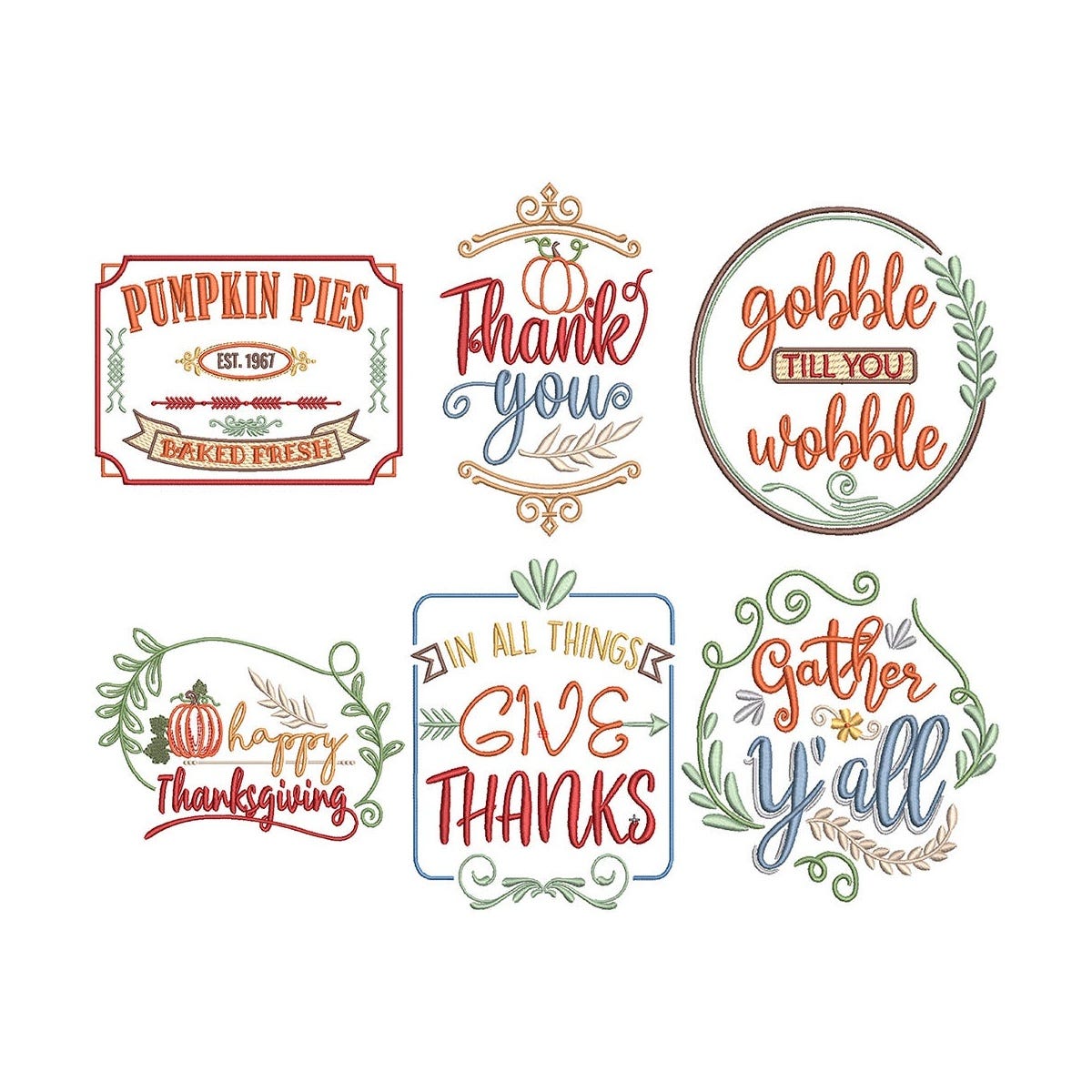 Thanksgiving Favorites Embroidery Designs Bundle
