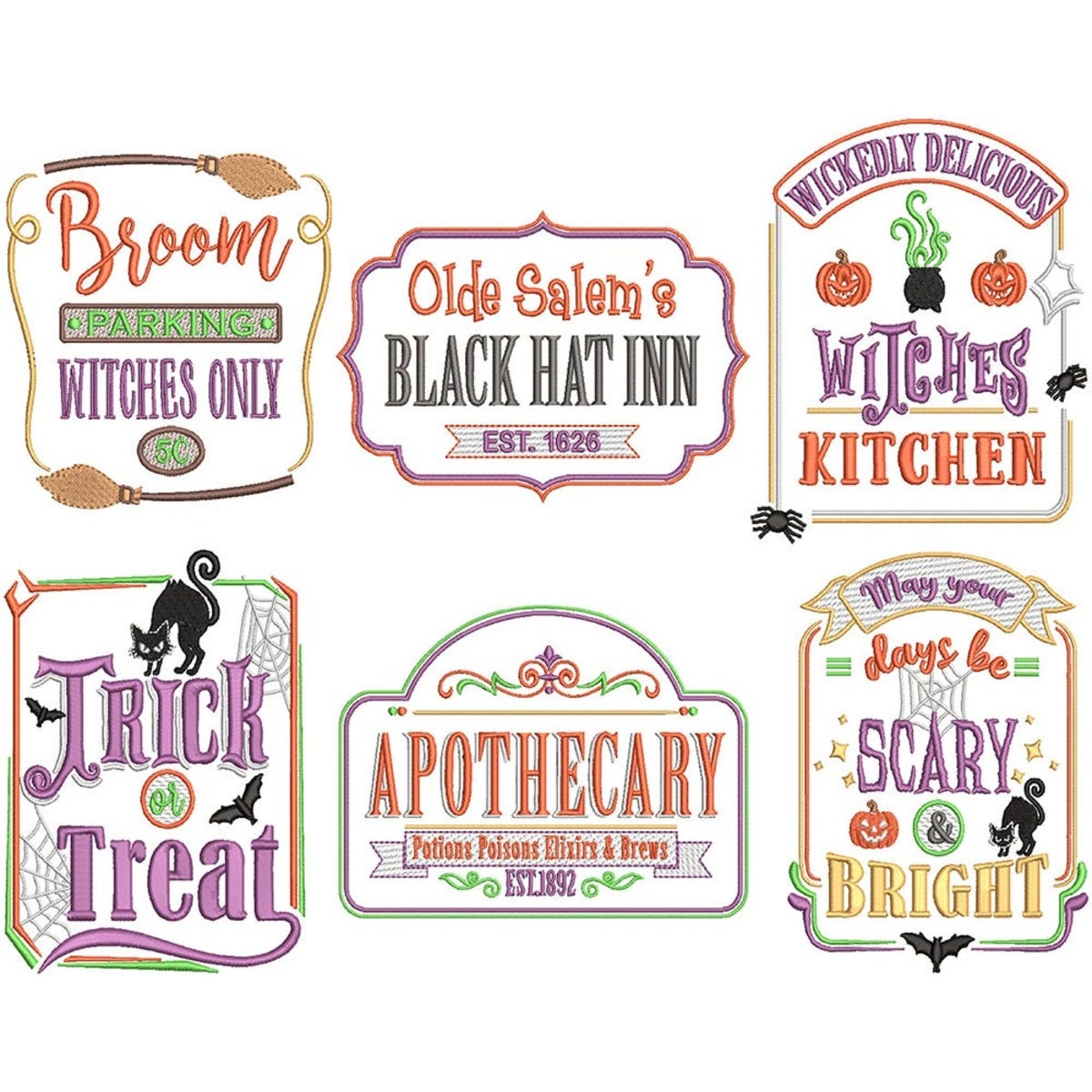 Halloween Word Art Embroidery Designs Mega Bundle