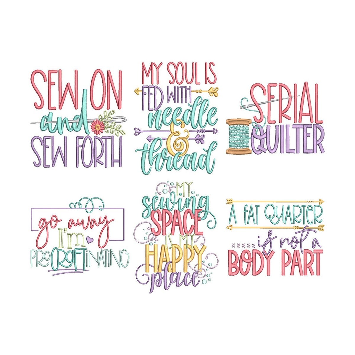 Sewing Word Art Embroidery Designs Bundle